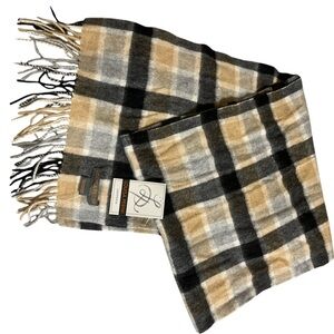 CASHMERE LOUISA PERINI  Scarf - Black, White, Tan